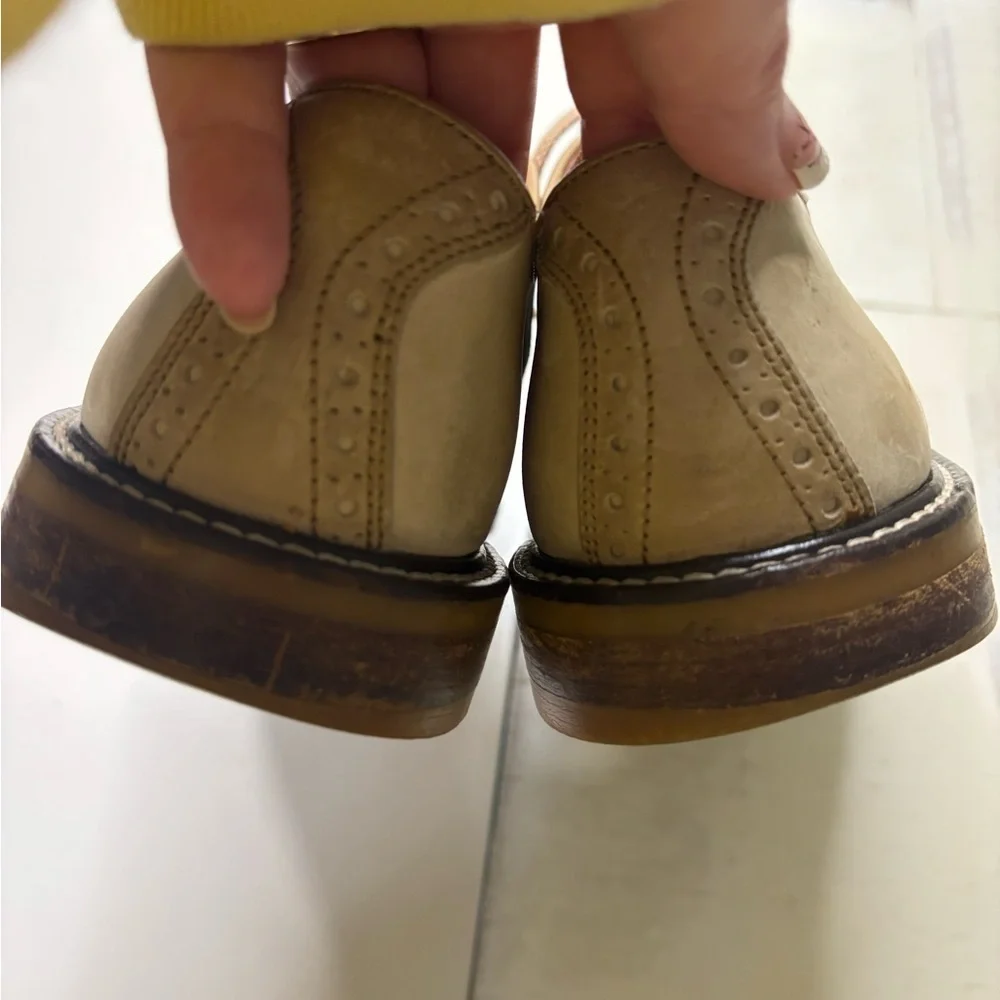 Johnston & Murphy Saddle Oxfords Mens Size 10 M Beige Leather Block Heels Italy